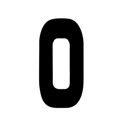 Race Numbers - 0 Zero - Black, Each / 15cm 6 / Vinyl Sticker