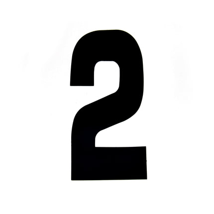 Race Numbers - 2 Two - Black, Each / 15cm 6 / Vinyl Sticker