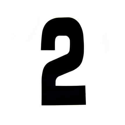 Race Numbers - 2 Two - Black, Pack Of 25 / 15cm 6 / Vinyl Sticker