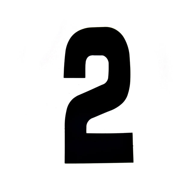 Race Numbers - 2 Two - Black, Pack Of 100 / 15cm 6 / Vinyl Sticker