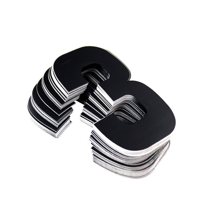 Race Numbers - 3 Three - Black, Pack Of 100 / 15cm 6 / Vinyl Sticker