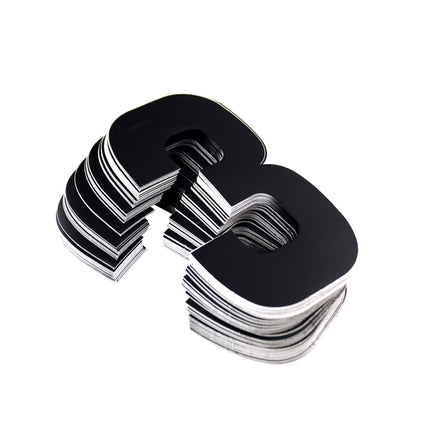 Race Numbers - 3 Three - Black, Pack Of 25 / 15cm 6 / Vinyl Sticker