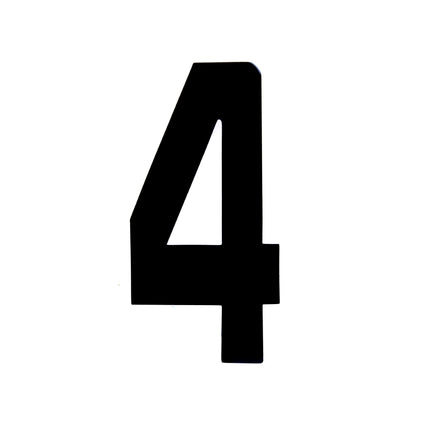 Race Numbers - 4 Four - Black, Each / 15cm 6 / Vinyl Sticker
