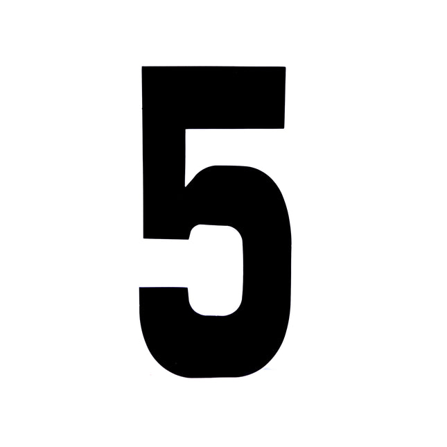 Race Numbers - 5 Five - Black, Pack Of 100 / 15cm 6 / Vinyl Sticker
