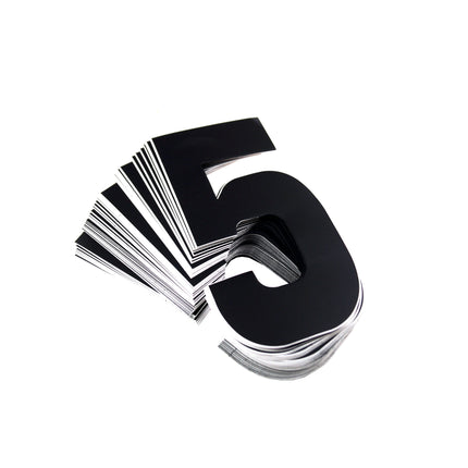 Race Numbers - 5 Five - Black, Pack Of 100 / 15cm 6 / Vinyl Sticker