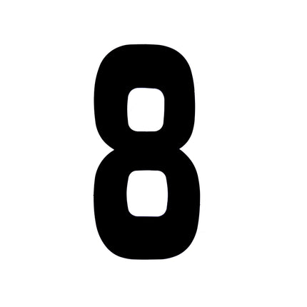 Race Numbers - 8 Eight - Black, Each / 15cm 6 / Vinyl Sticker