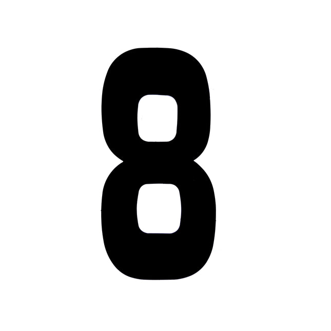 Race Numbers - 8 Eight - Black, Pack Of 100 / 15cm 6 / Vinyl Sticker