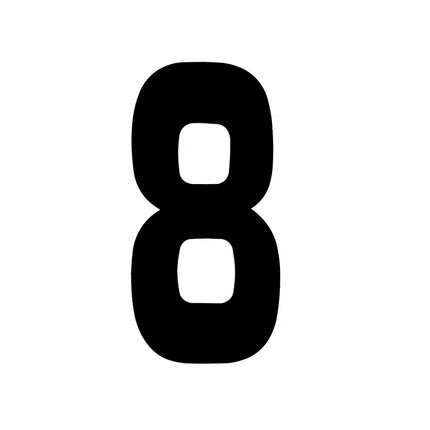 Race Numbers - 8 Eight - Black, Pack Of 25 / 15cm 6 / Vinyl Sticker