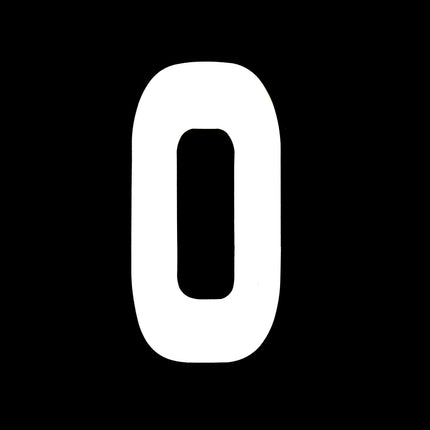 Race Numbers - 0 Zero - White, Each / 15cm 6 / Vinyl Sticker