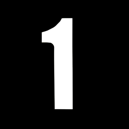 Race Numbers - 1 One - White, Pack Of 100 / 15cm 6 / Vinyl Sticker