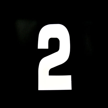 Race Numbers - 2 Two - White, Each / 15cm 6 / Vinyl Sticker