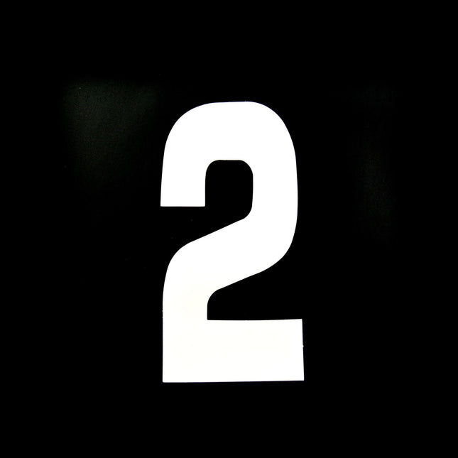 Race Numbers - 2 Two - White, Pack Of 100 / 15cm 6 / Vinyl Sticker