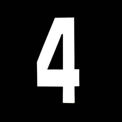 Race Numbers - 4 Four - White, Pack Of 25 / 15cm 6 / Vinyl Sticker