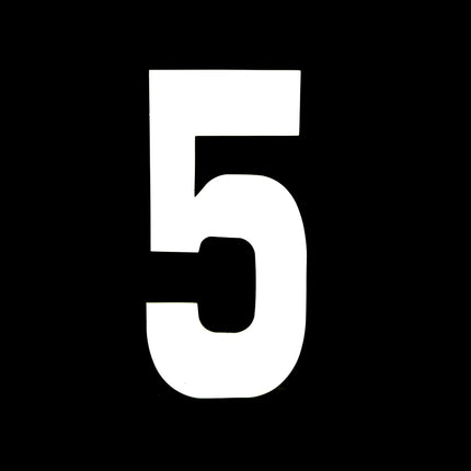 Race Numbers - 5 Five - White, Each / 15cm 6 / Vinyl Sticker