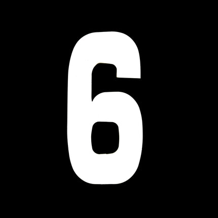 Race Numbers - 6 Six / 9 Nine - White, Each / 15cm 6 / Vinyl Sticker