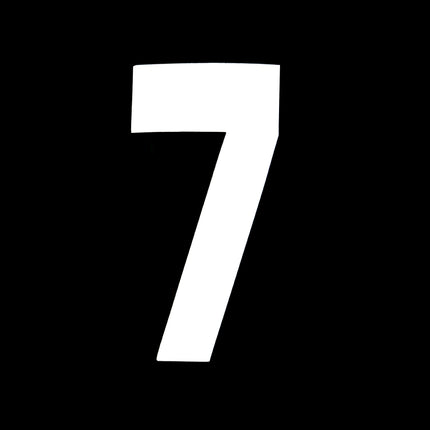 Race Numbers - 7 Seven - White, Pack Of 25 / 15cm 6 / Vinyl Sticker
