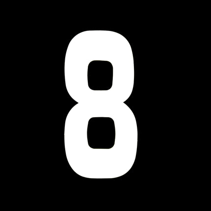Race Numbers - 8 Eight - White, Each / 15cm 6 / Vinyl Sticker