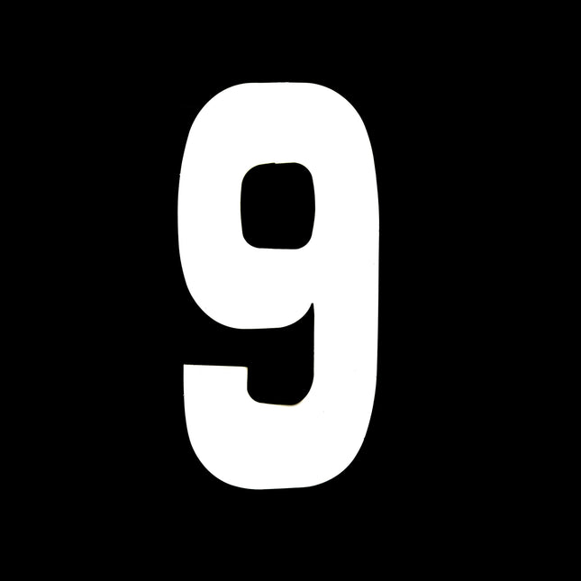 Race Numbers - 6 Six / 9 Nine - White, Each / 15cm 6 / Vinyl Sticker