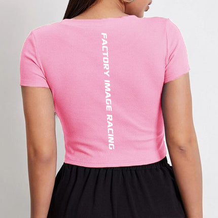 FIR Ladies Cropped Tee Pink Cotton Size L