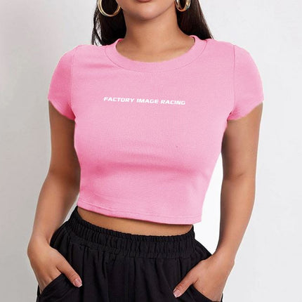 FIR Ladies Cropped Tee Pink Cotton Size S