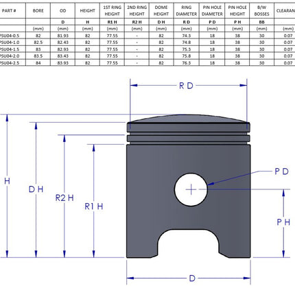 Piston Kit 71-75 Husqvarna CR WR 400 84.0mm 2.5mm Over Vintco PSU04-2.5