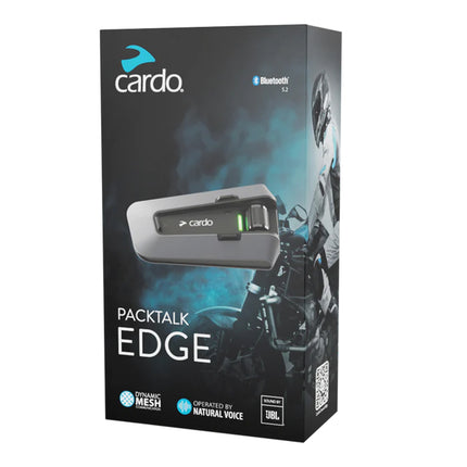 Cardo Packtalk Edge Helmet Intercom Single Unit, Track Communication, Wireless