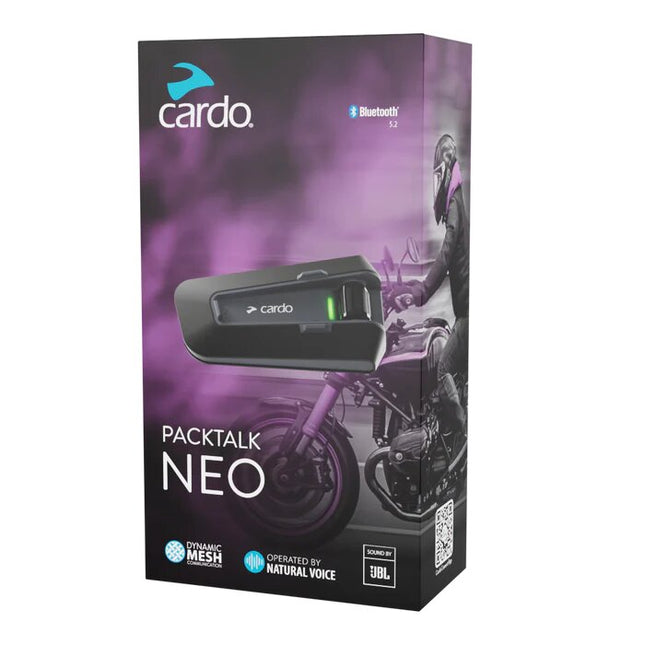 Cardo Packtalk Neo Helmet Intercom Single Unit, Track Communication, Wireless