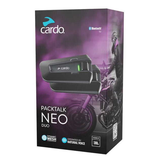Cardo Packtalk Neo Helmet Intercom Set Of 2, Track Communication, Wireless