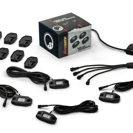 Rgb Rock Light Under Glow Kit 4 Leds Flat Mounted