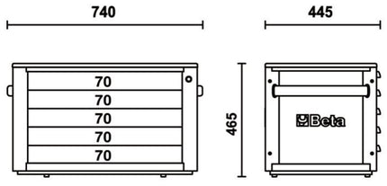 Portable Tool Chest with 5 Drawers and Centralized Lock - Beta Tools RSC23T-FO