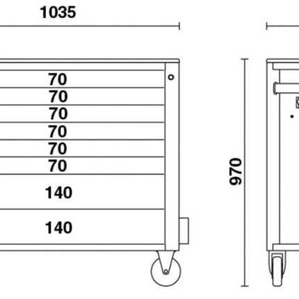 Mobile Roller Cab 8 Drawers Anti-Tilt System Long Model 1000kg Capacity - Beta Tools RSC24AXL/8-A
