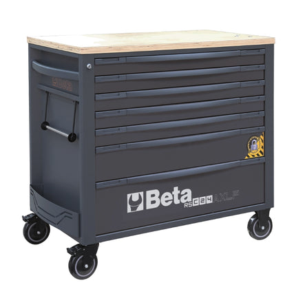 Mobile Roller Cab 7 Drawers Wood Worktop Anti-Tilt System Long Model 1100kg Capacity - Beta Tools RSC24AXLP/7-O