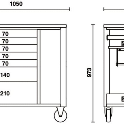 Mobile Roller Cab 7 Drawers Tool Cabinet 1100kg Capacity - Beta Tools RSC24L-CAB/A