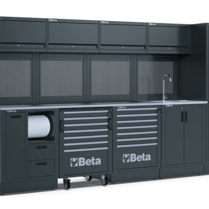 Workshop Equipment Combination RSC50 with 2.240mm Worktop, Drawers, Roller Cab, Sink, and Tool Panels - BetaRSC50 RSC50 H