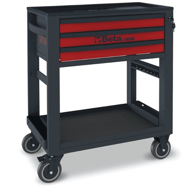 Service Tool Trolley with 3 Drawers, ABS Worktop, 4 Castors 125mm, 400kg Load Capacity - Beta Tools RSC51-R