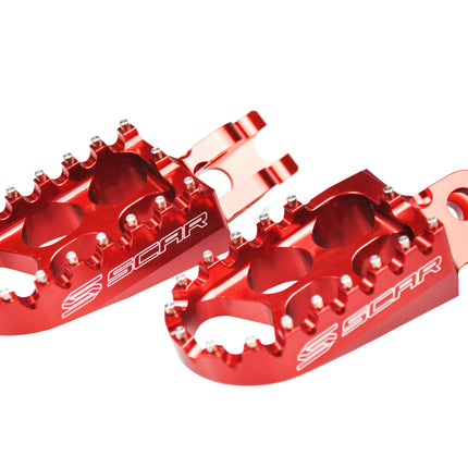 Standard Footpegs Red 02-26 Honda CR CRF Kawasaki KX 125 150 250 300 450 1000 1100 48mm Scar S3215R