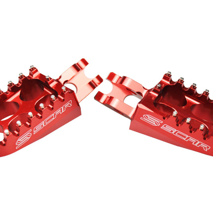 Standard Footpegs Red 02-26 Honda CR CRF Kawasaki KX 125 150 250 300 450 1000 1100 48mm Scar S3215R