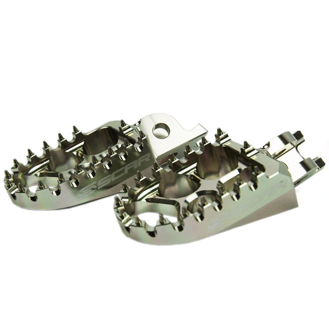 Evo Footpegs Titanium Color 02-26 Honda Kawasaki CR CRF KX 125 150 250 300 450 1000 1100 57mm Scar S3515