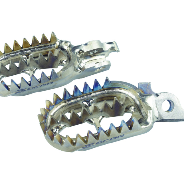 Titanium Footpegs Gripper 06-26 Kawasaki KX 250 450 F X 60mm Wide 27 Teeth Scar S3516
