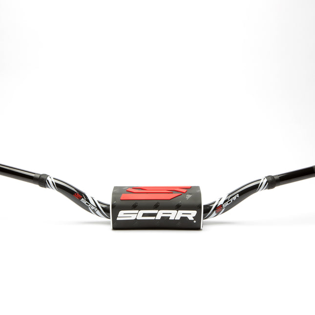 Handlebar O2 Black 28.6mm High Style Aluminium 7075 T6 Bar Pad Scar S9132BK