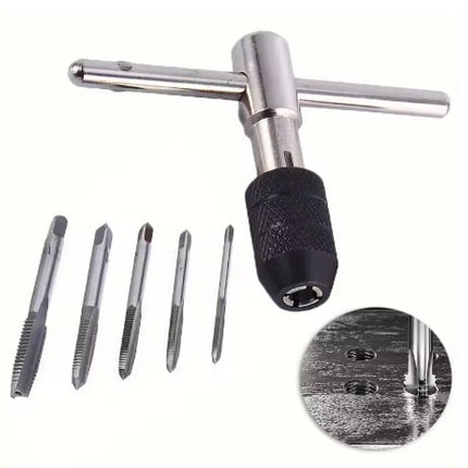 Tap Wrench Set 6 Piece With Metric Taps M6-M8 Alloy Steel