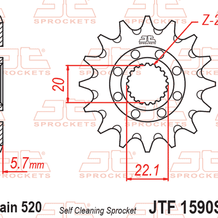 FRONT SPROCKET JTF1590.13SC JT, Lightweight Self-Cleaning