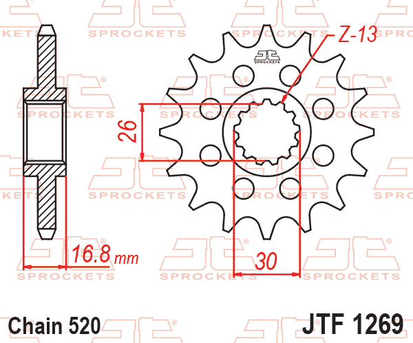 FRONT SPROCKET JTF1269.15 520, CBR, VTR 520 Chain Conversion