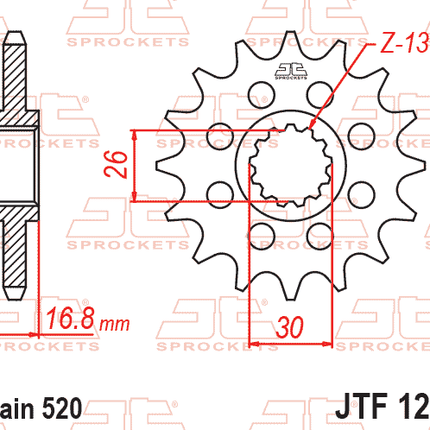 FRONT SPROCKET JTF1269.16 520, CBR, VTR 520 Chain Conversion