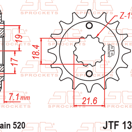 Front Sprocket JTF1321.14RB Rubber Cushioned 520
