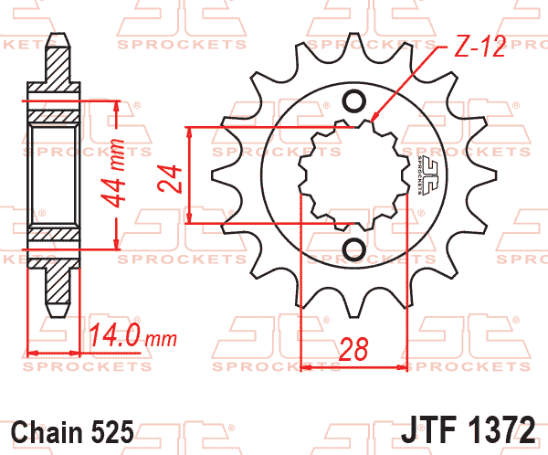 FRONT SPROCKET JTF1372.17RB JT, OE Rubber Cushioned