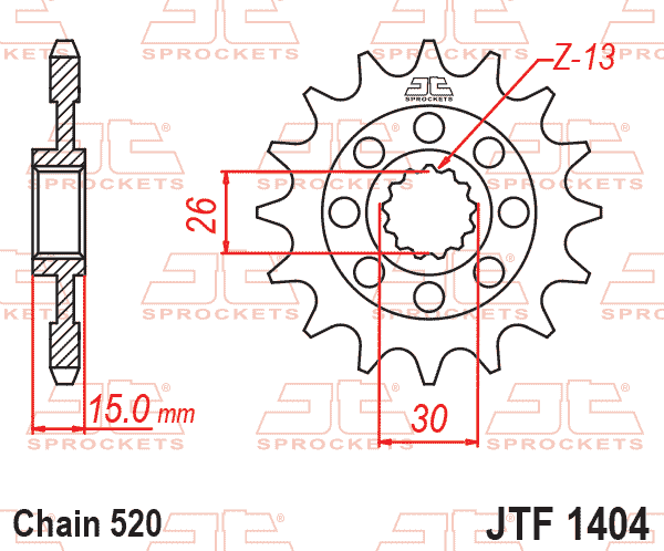 FRONT SPROCKET JTF1404.15 JT, BMW 520 Chain Conversion