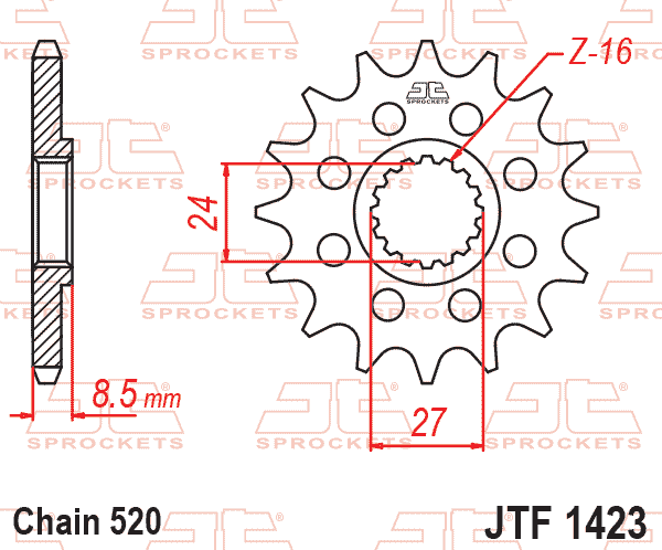 FRONT SPROCKET JTF1423.17 JT, GSX-R1 520 Chain Conversion