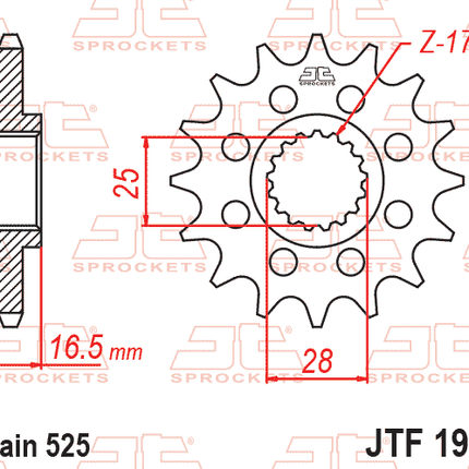 FRONT SPROCKET JTF1904.17RB JT, OE Rubber Cushioned