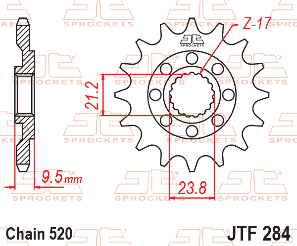 FRONT SPROCKET JTF284.13 JT, Lightweight Self-Cleaning